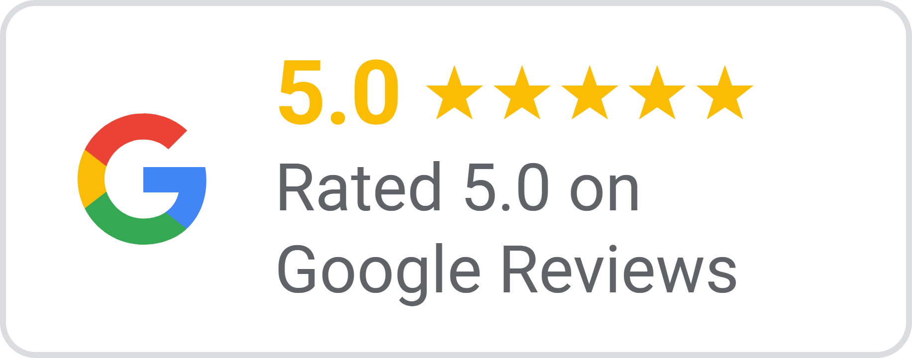 Google Reviews 5.0 star rating badge